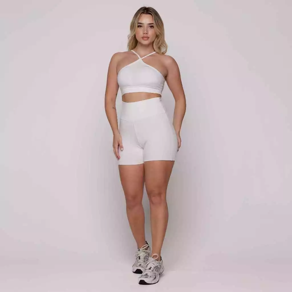Conjunto Academia Fitness Grace Branco Preto Rosa Pink AQN SPORT — imagem 1