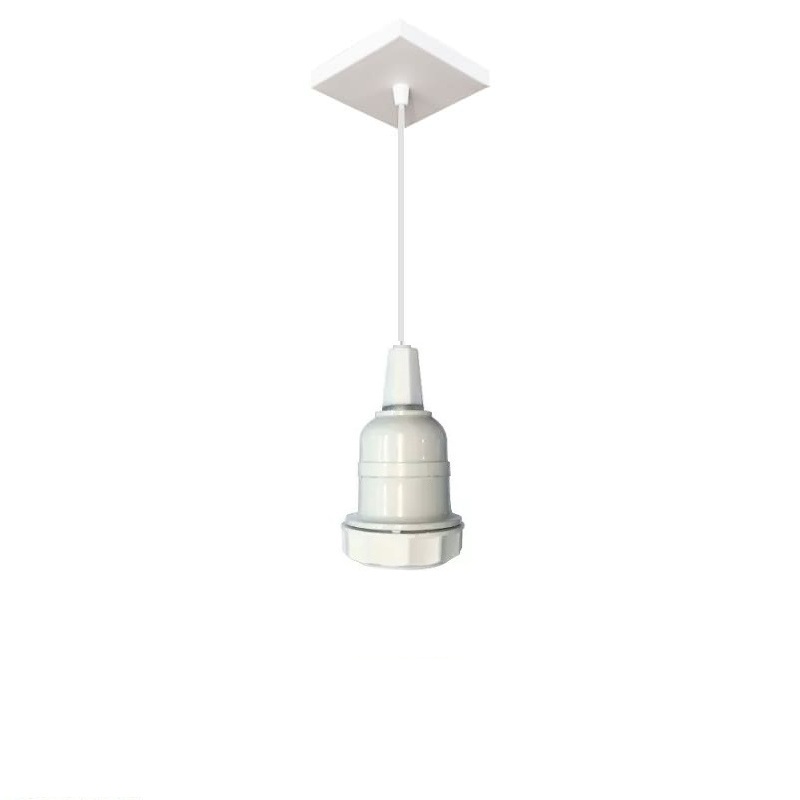Pendente 1m Canopla Quadrada Soquete Coluna E27 Lustre