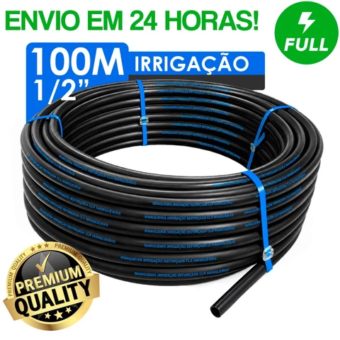 Mangueira de Irrigação Gotejo 1/2" Reforçada Polietileno Preto Rolo com 100 Metros