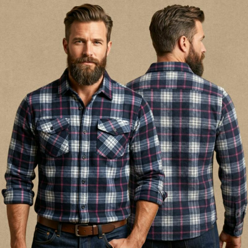 Camisa Xadrez Masculina Flanelada Manga Longa De Botão Moderna Confortável