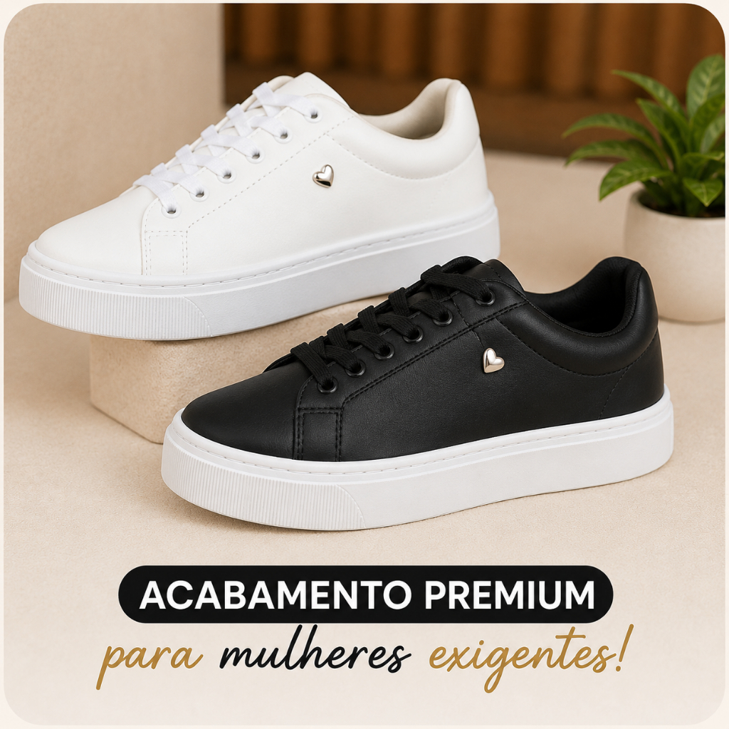 Tênis Estiloso Feminino Casual Branco Mais Elegante e Confortável do Momento Dia a Dia  Leve Macio Versátil Trabalho