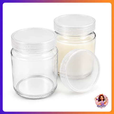 Kit 12 Potes De Vidro 200ml Tampas Plasticas BPA Free Incolor Para Armazenamento de Leite Materno