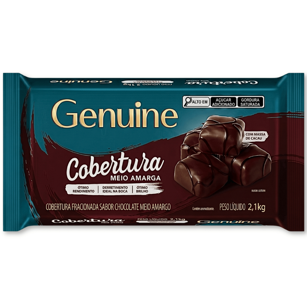 Barra Chocolate Fracionado Genuine 2,1Kg - Chocolate Meio Amargo