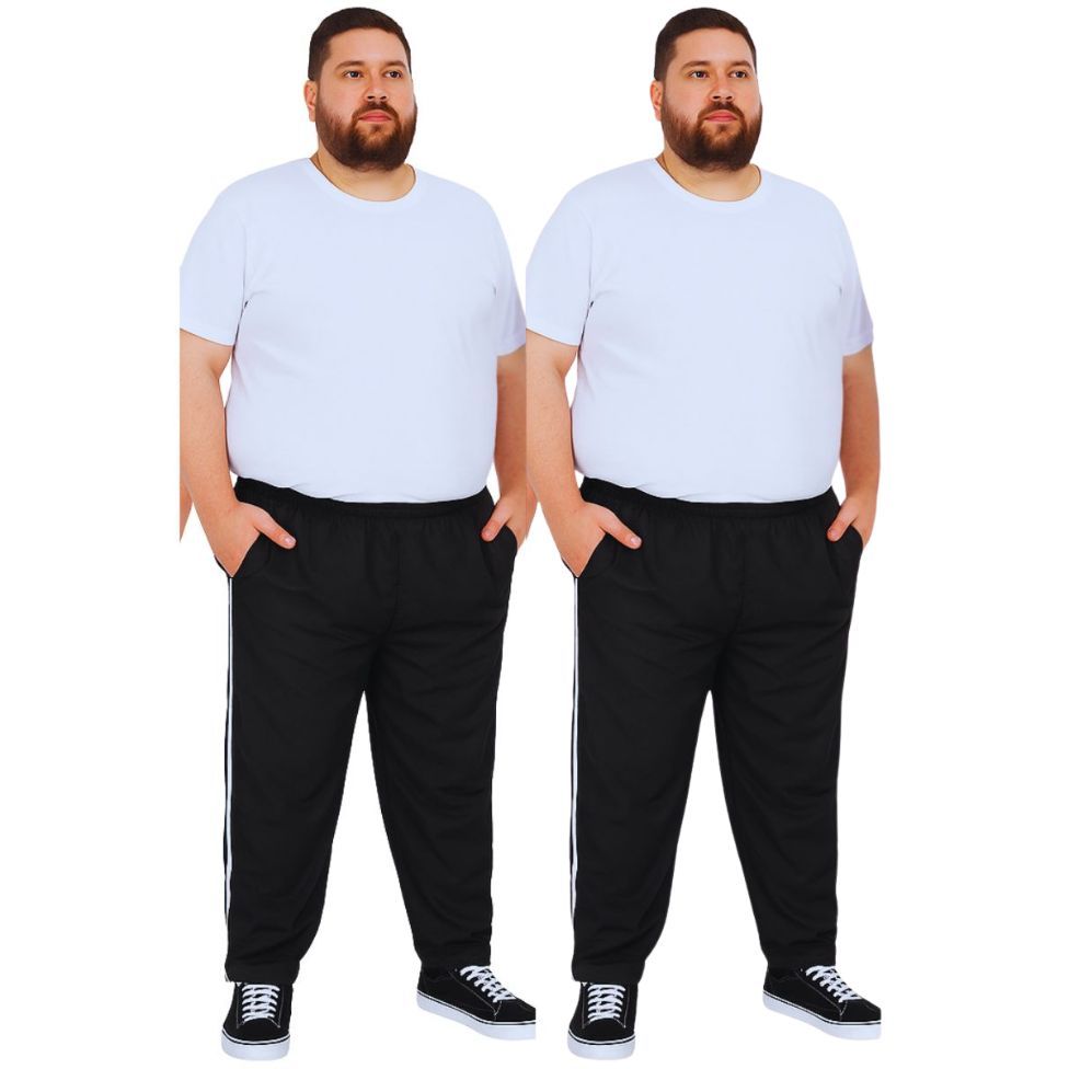 Combo 2 Calças Masculina Tactel Plus Size Cintura Elástica
