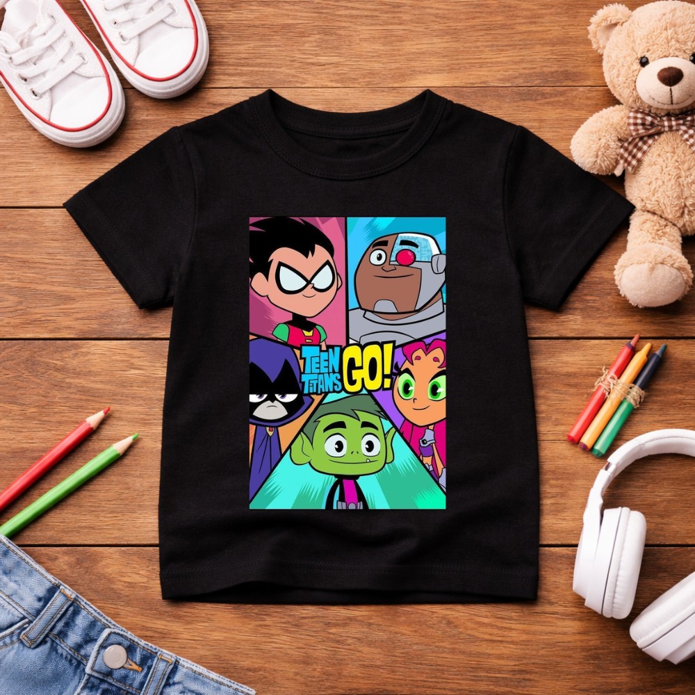 Camisa camiseta infantil unissex Jovens titans em ação teen titans super herois fofinhos 100% algodão material premium