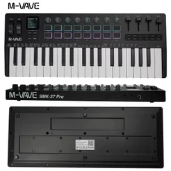 M-VAVE SMK-37 PRO Keyboard 37 key 3.5mm MIDI 16 RGB Drum Padswith Sound Source Supports Wireless Connection to Multiple