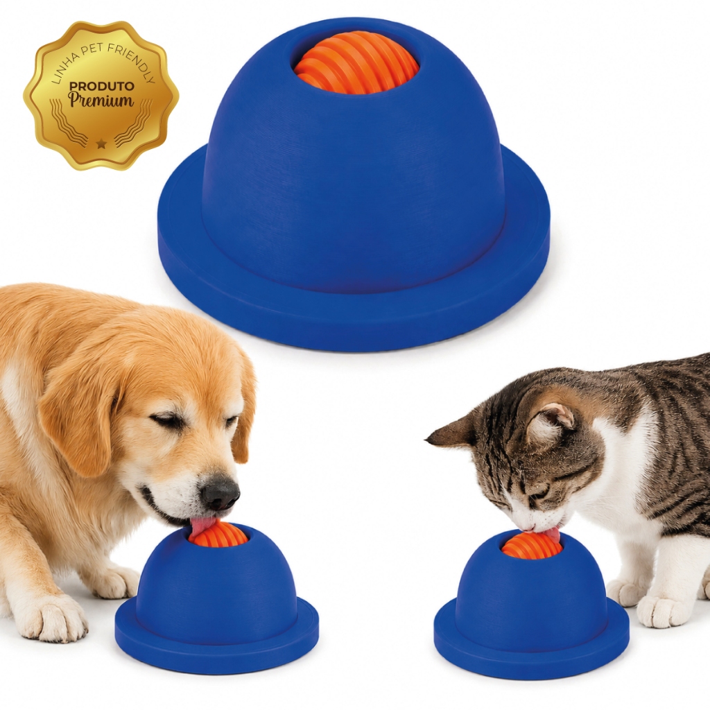 Lambedor Pet Para Cães E Gatos Com Bolinha Rotativa Tapete De Lamber Tamanho M Cães de pequeno e médio porte