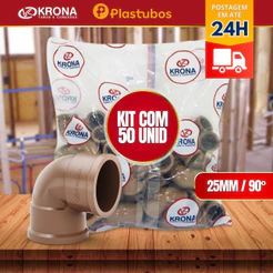 Kit joelho cotovelo 50 unidades 25mm 90graus soldável krona Plastubos