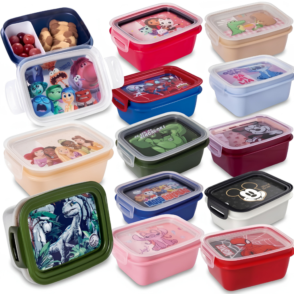 Marmita Hermética Infantil com Divisória Removível e Trava Lancheira BPA Free Plasútil Disney Lanche