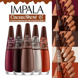 Kit Esmalte Impala Cacau Show Novas Cores Cherinho de Chocolate Esmaltes Atacado Marrom T…