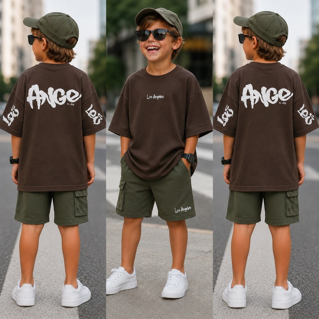 Conjunto 2 Peças Para Menino Roupa Infantil Verão Casual Tamanhos 2 ao 12 Anos - Blusa + Bermuda