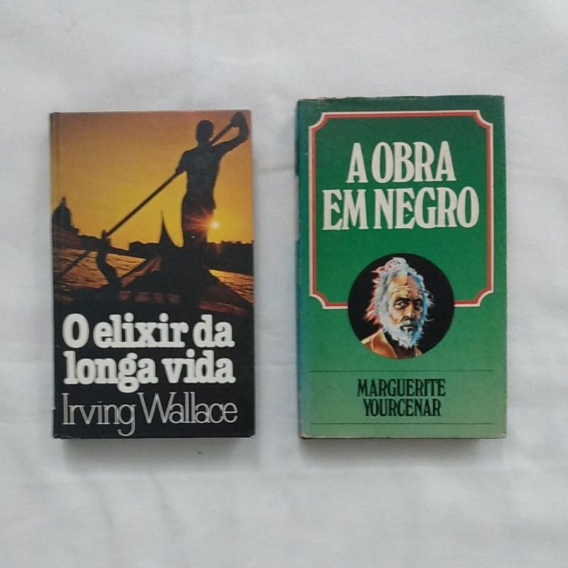 kit 2 livros de capa dura O ELIXIR DA LONGA VIDA Irving Wallace A OBRA EM NEGRO Marguerite Yourcenar