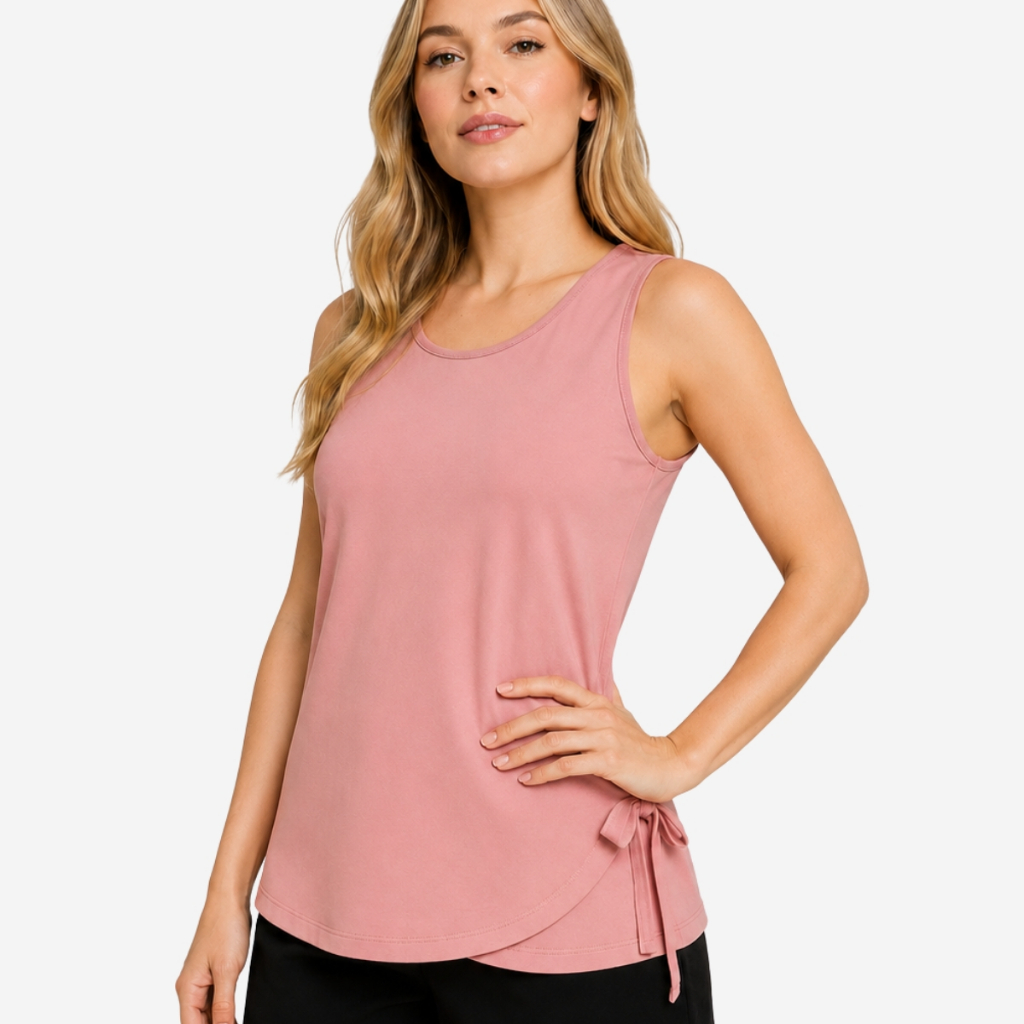 Blusa Regata Feminina Viscose com laço frontal lateral