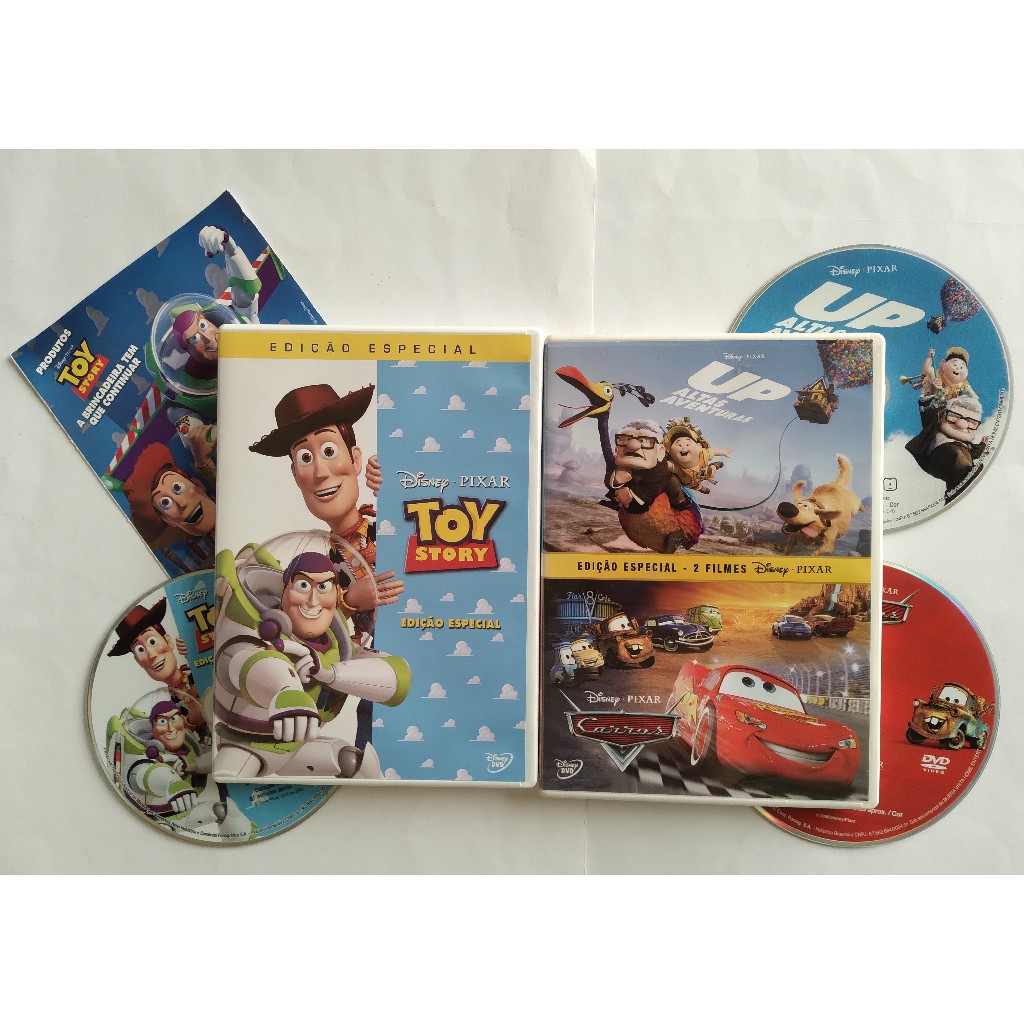 Lote 3 DVD Disney Pixar Edição Especial: Toy Story + Up Altas Aventuras + Carros