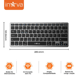 INOVA Teclado Sem fio Bluetooth Recarregável Compatível Com MacBook Pro/Air