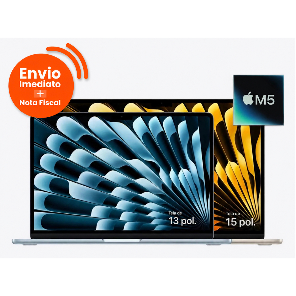 Apple Macbook Air M5 16GB RAM 512GB SSD Tela 13 e 15 Polegadas Original Novo Lacrado e com Nota Fiscal