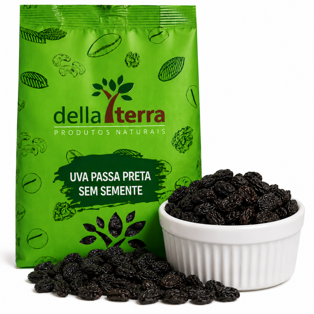 Uva Passa Preta Sem Semente 1 Kg - Della Terra