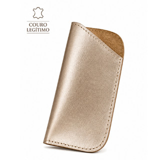 Porta óculos em couro Legítimo Ouro Litgh Case Óculos Moda Feminina