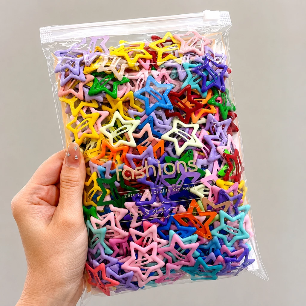 Kit Presilhas de Cabelo Estrela Coloridas Cores Sortidas 10 20 50 100 Unidades — imagem 1