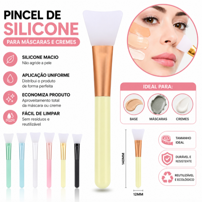 💆‍♀️ Espátula Silicone Com Pincel Aplicador Skin Care Máscara Facial Creme Sérum Base Make Maquiagem Beauty