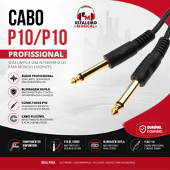 Cabo MXT emborrachado 5 metros P10 X P10 para instrumentos