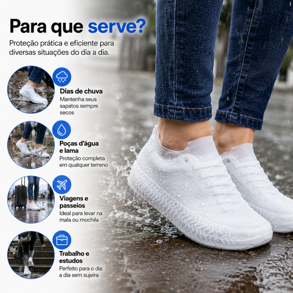 Capa De Silicone Protetora De Calcados Sapatos Prova D'agua Resistente Impermeavel Dias Chuvosos