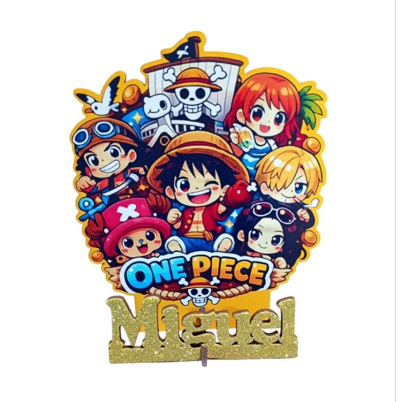 Centros de Mesa One Piece Nome em Glitter Personalizado