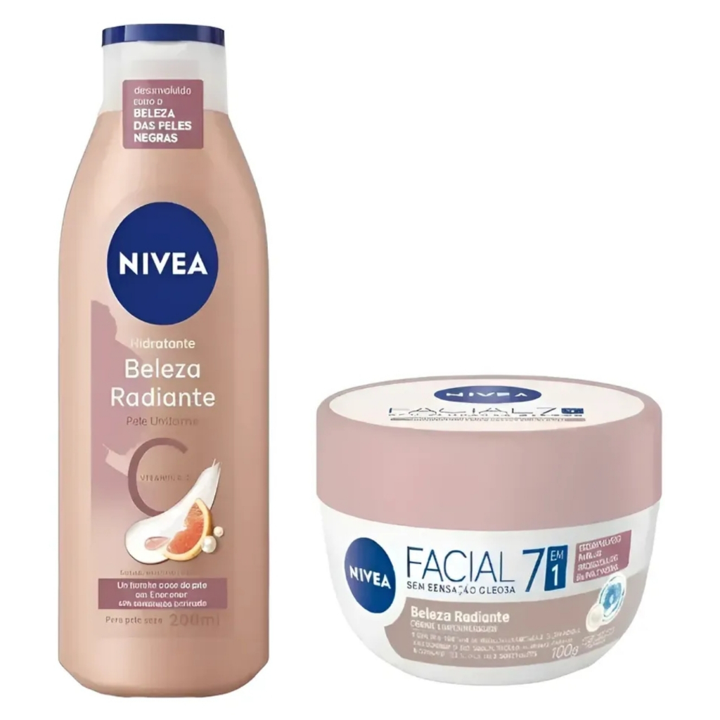 Nívea Kit Pele Uniforme com 1 Hidratante Beleza Radiante Vitamina C 200ml + Creme Facial Beleza Radiante 7em 1