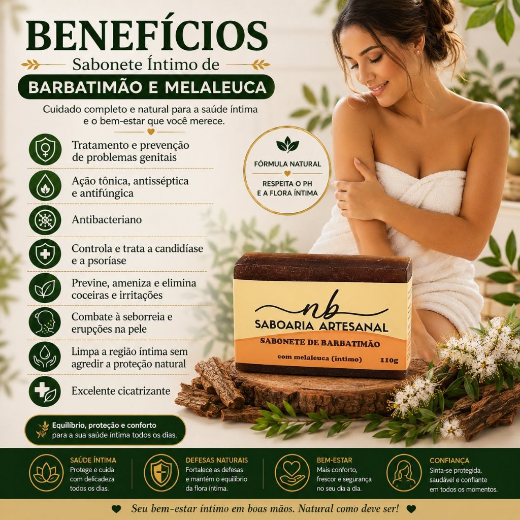 Sabonete Íntimo com Melaleuca Antibacteriano para Candidíase e Psoríase