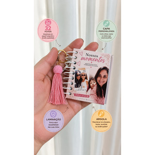 Chaveiro Mini Álbum Personalizado Porta Fotos 32 Fotos com Capa Personalizada
