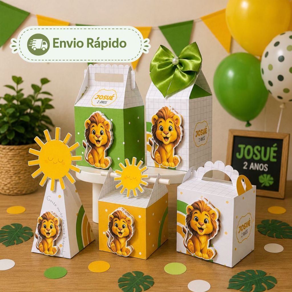 Kit Festa Personalizado Leãozinho | Lembrancinha de Aniversário | Leão de Judá