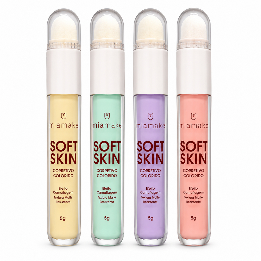 Mia Make Corretivo Líquido Colorido Soft Skin Com Esponja Aplicadora