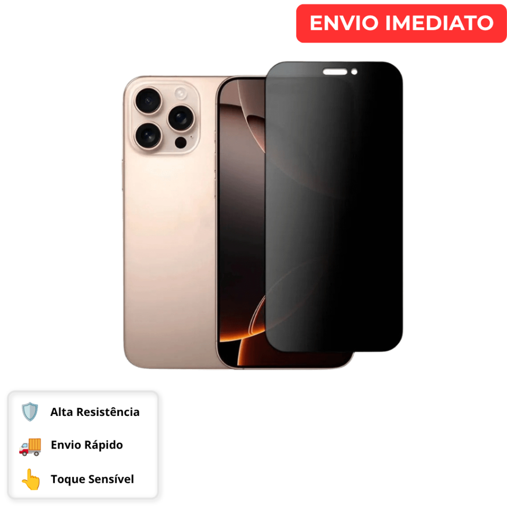 Película Cerâmica 9D Privacidade Anti Espião para iPhone 13 13 Pro 14 14 Pro 15 16 16e