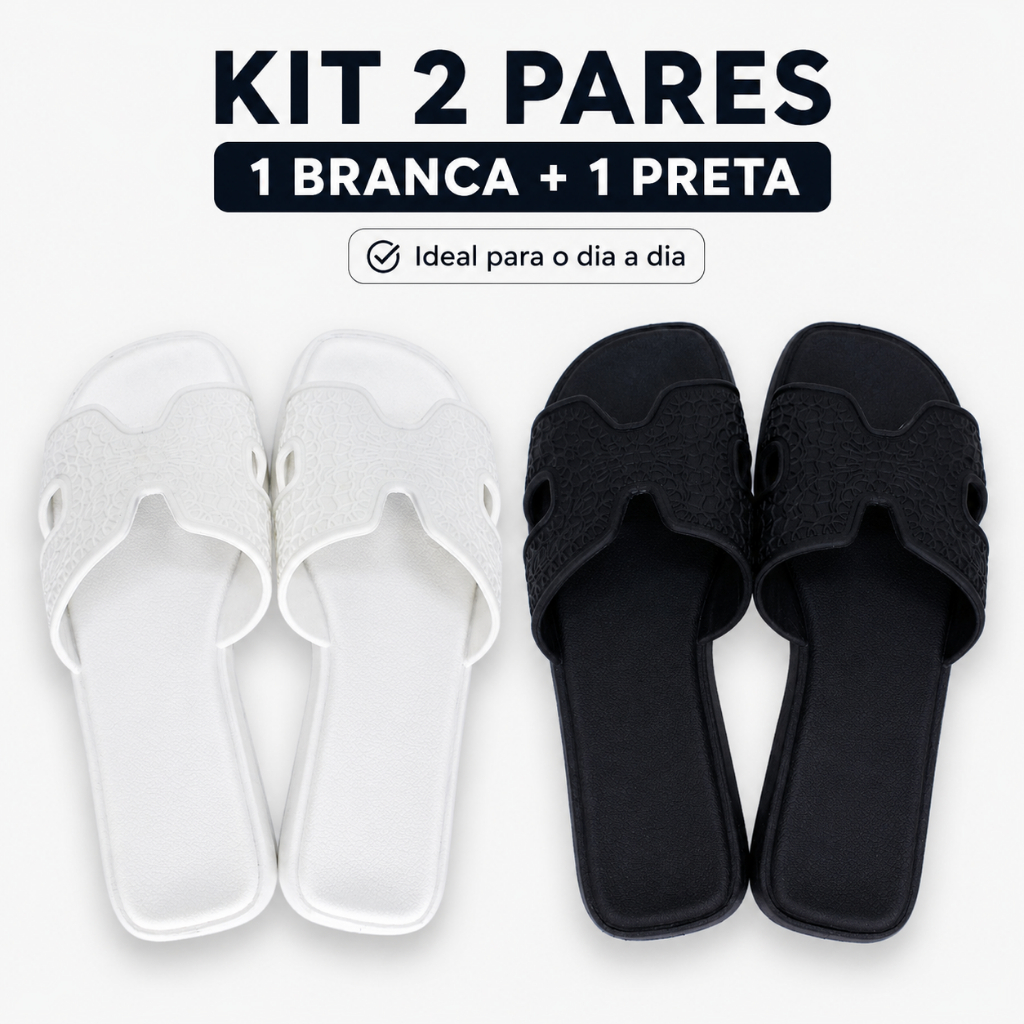 Kit 2 Sandálias Rasteirinha Feminina Macia Confortável Leve Antiderrapante Casual