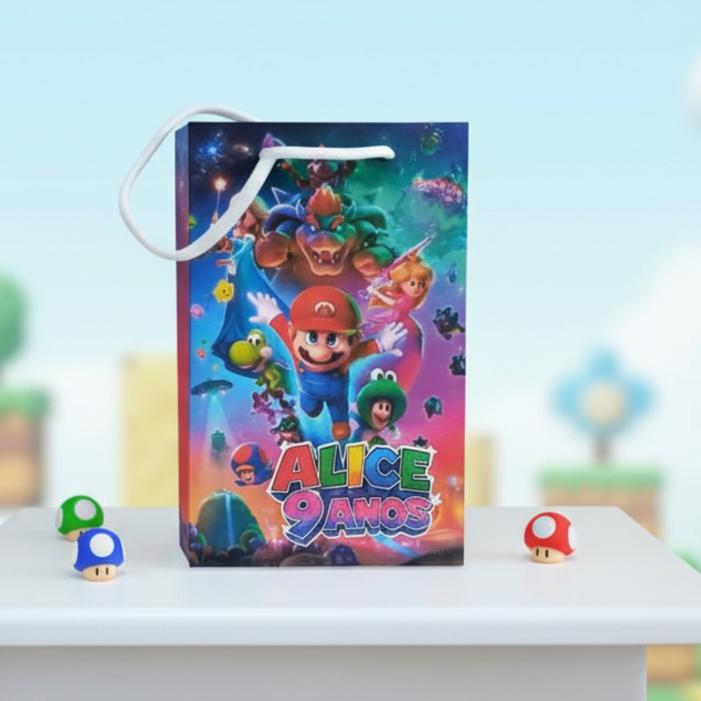 Sacolinha Super Mario Galaxy Personalizada Pegue e Monte | Sacolinha Surpresa Lembrancinha Festa Infantil