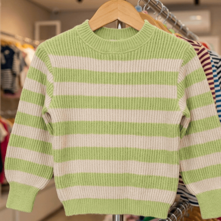 Blusa Tricot Infantil Listrada Básica Blusa Inverno Roupa Infantil Unissex Tricot Infantil