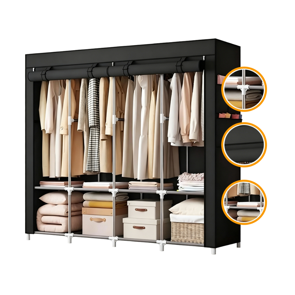 Guarda Roupa Portátil Dobrável com Ziper Organizador De Roupas Armário de Roupa …