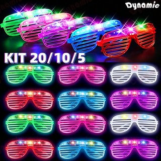 KIT 20/10/5 Oculos Led Neon de Festa Com 3 Modos Fluorescente Rave Balada Casamento Cosplay Aniversario Carnaval DY