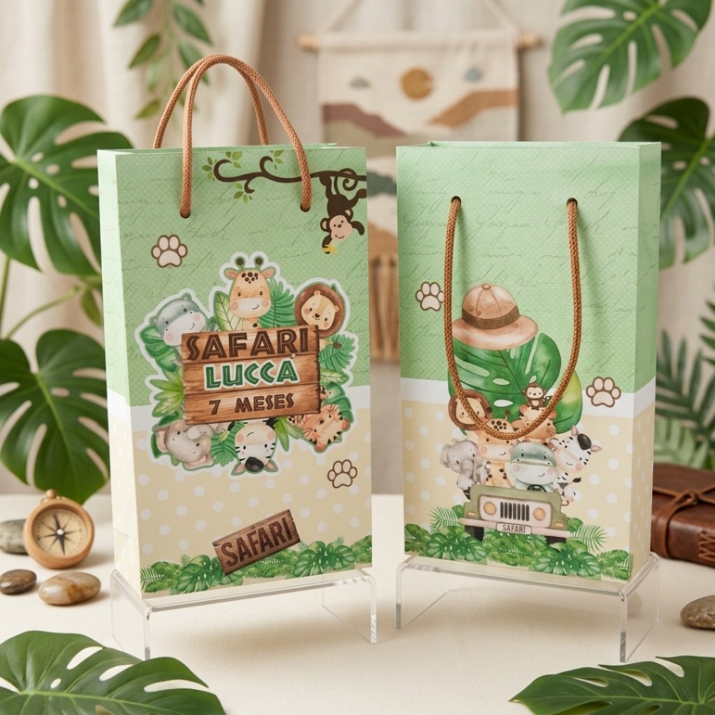 Detalhes do Sacolinha Surpresa Personalizadas Festa Safari Baby