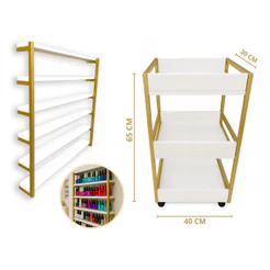 Kit Profissional Manicure Carrinho Organizador + Expositor de Esmaltes Modelo Industrial