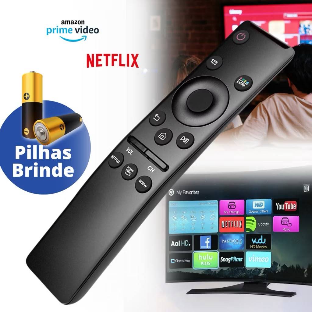 Controle Remoto para TV Compativel com Samsung Smart Tvs 4K/Netflix Com Pilhas Inclusas