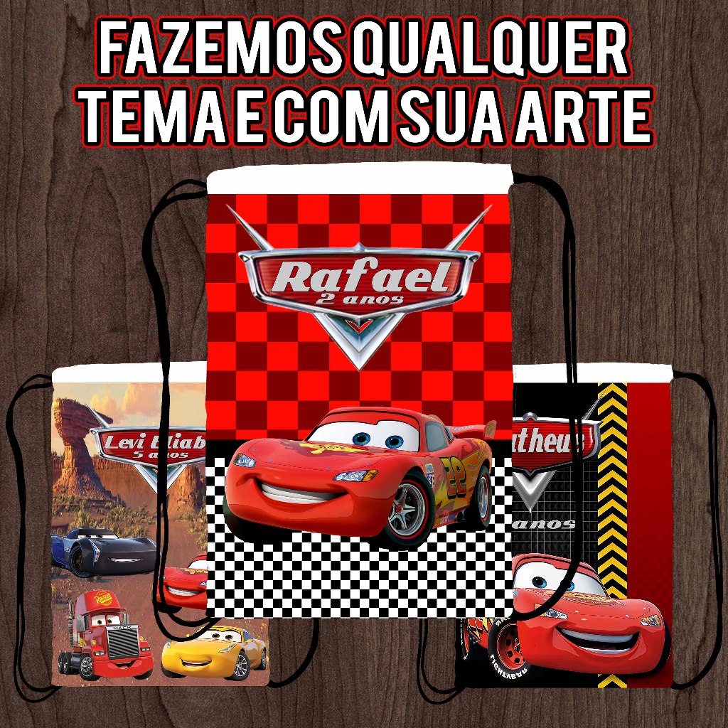 Mochilinha Sacolinhas  Personalizada Infantil Surpresa Aniversário Lembrancinha Carros