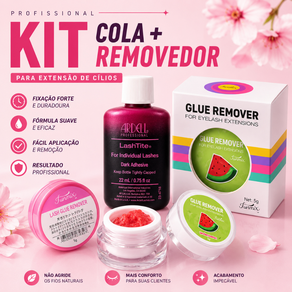 Kit Cola Ardell LashTite 22ml + Removedor de Cola Funmix 5g | Extensão de Cílios