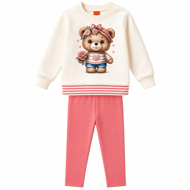 Conjunto Infantil Kyly Menina Moletom Peluciado e Calça Legging