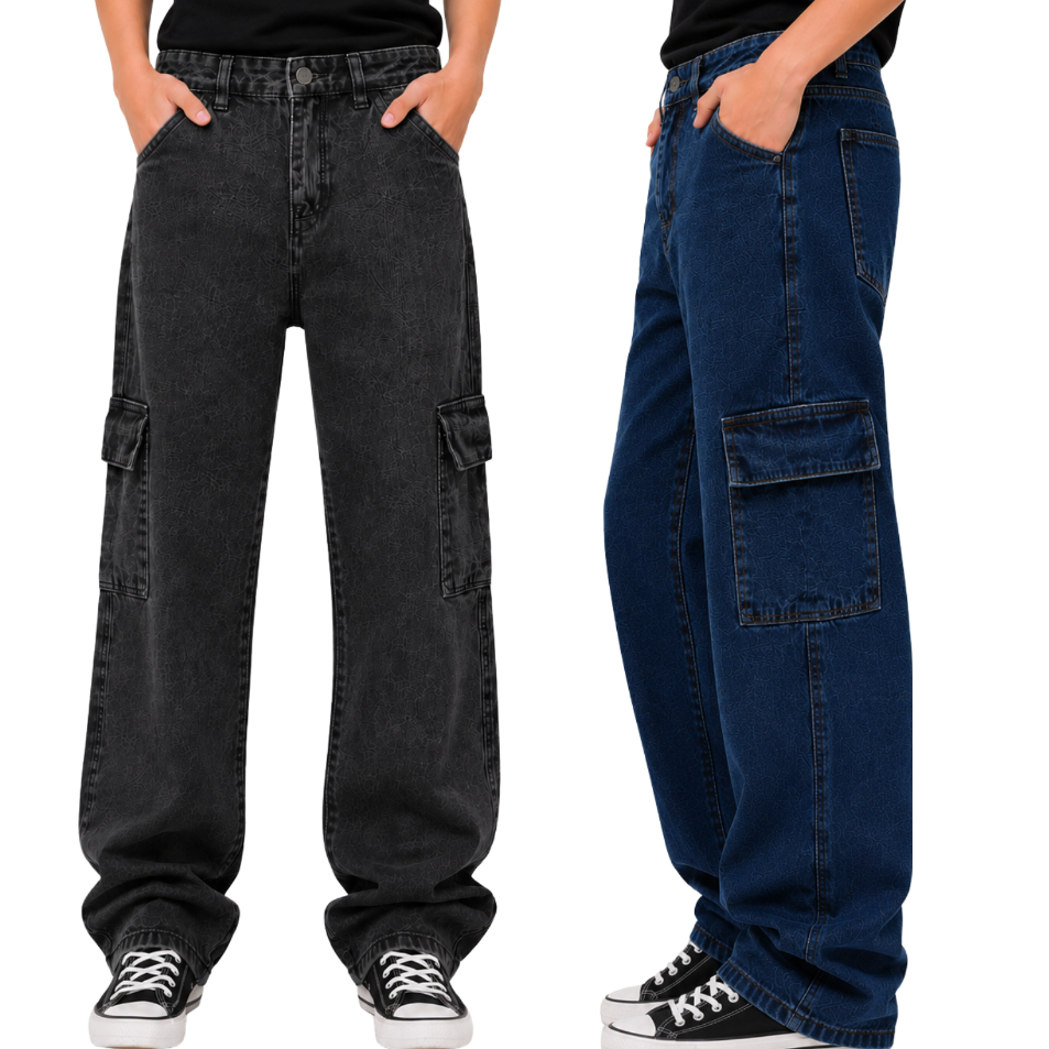 Calça Cargo Juvenil Masculina Jeans e Marmorizada Tam 10 ao 16