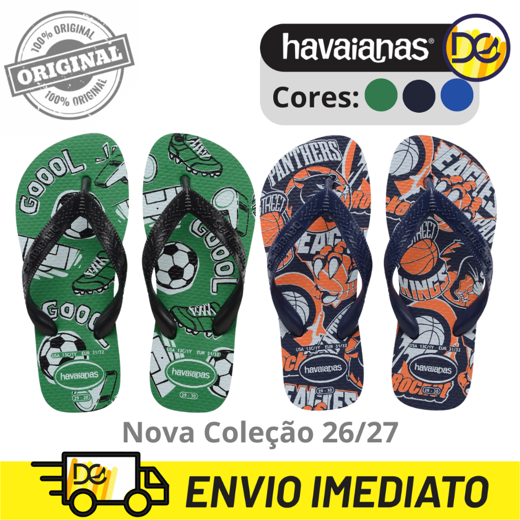 Havaianas Kids Athletic Infantil Chinelo Original Antiderrapante Confortável Menino Menina Nova Coleção
