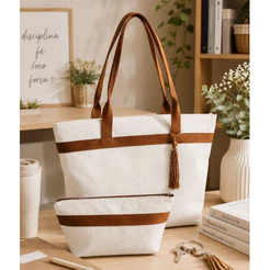Bolsa Grande Feminina Impermeável com Necessaire Modelo Premium para Praia, Piscina Viagem Bag Tote