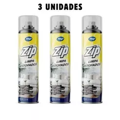 Kit 3 Limpa Estofados Espuma Spray 300ml Zip Limpeza Profunda Sofá Banco Carro Remove Sujeira Fácil