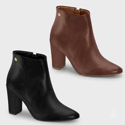 Bota Feminina Vizzano Cano Curto Salto Alto Bloco Napa Genebra Original
