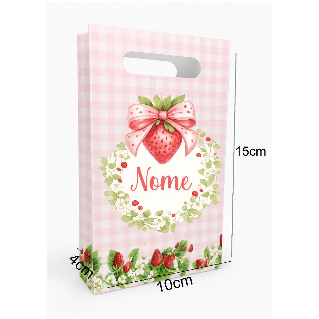 PEGUE E MONTE KIT 10-40un Sacolinha Personalizada para Lembrancinha de Aniversário  Moranguinho/MORANGO  P 10x15cm